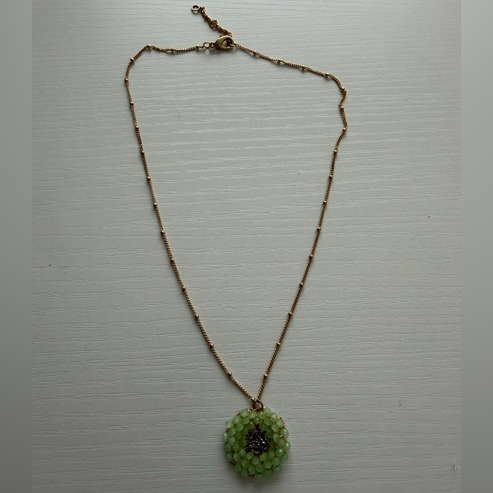 Green Flower Beaded Necklace